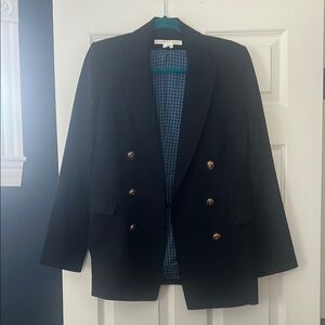 Veronica Beard Navy Double-breasted Blazer with Gold Buttons